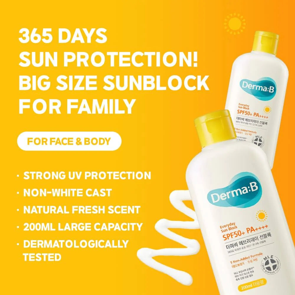 DERMA B - Everyday Sun Block SPF 50+ PA++++ [200ml]