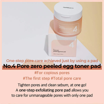 NUMBUZIN - No.4 Pore Zero Peeled Egg Toner Pad [70 pads]