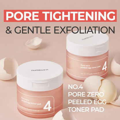 NUMBUZIN - No.4 Pore Zero Peeled Egg Toner Pad [70 pads]