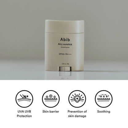 ABIB - Airy Sunstick Smoothing Bar SPF50 US OTC [23g]