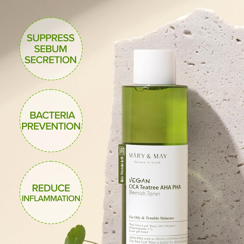 MARY&MAY - Vegan Cica Teatree AHA PHA Blemish Toner [200ml]