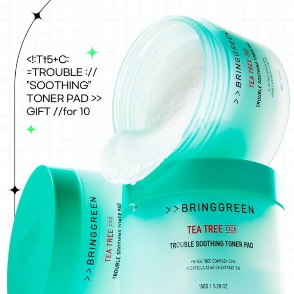BRING GREEN - Tea Tree Cica Trouble Soothing Toner Pad [90 pads]