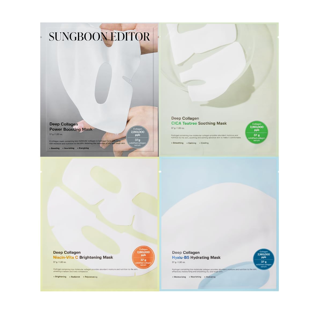 SUNGBOON EDITOR - Deep Collagen Cica Teatree Soothing Mask Set [4 sheets - 37g]