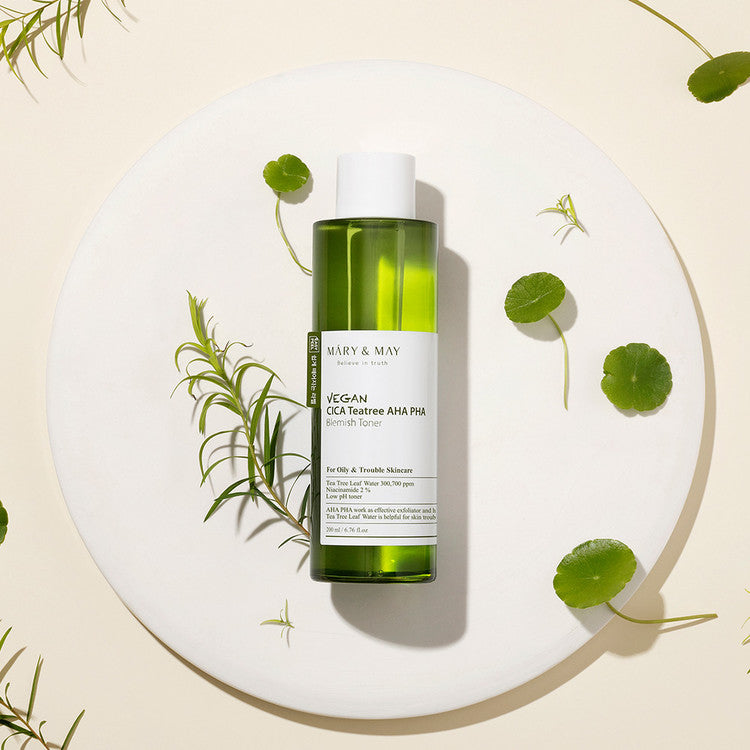 MARY&MAY - Vegan Cica Teatree AHA PHA Blemish Toner [200ml]